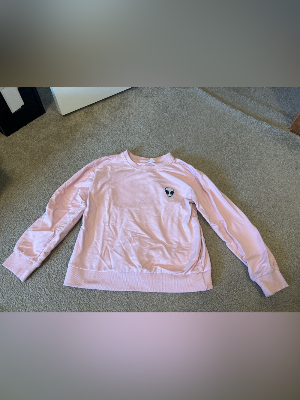 Pink Crewneck Sweatshirt with Alien Patch